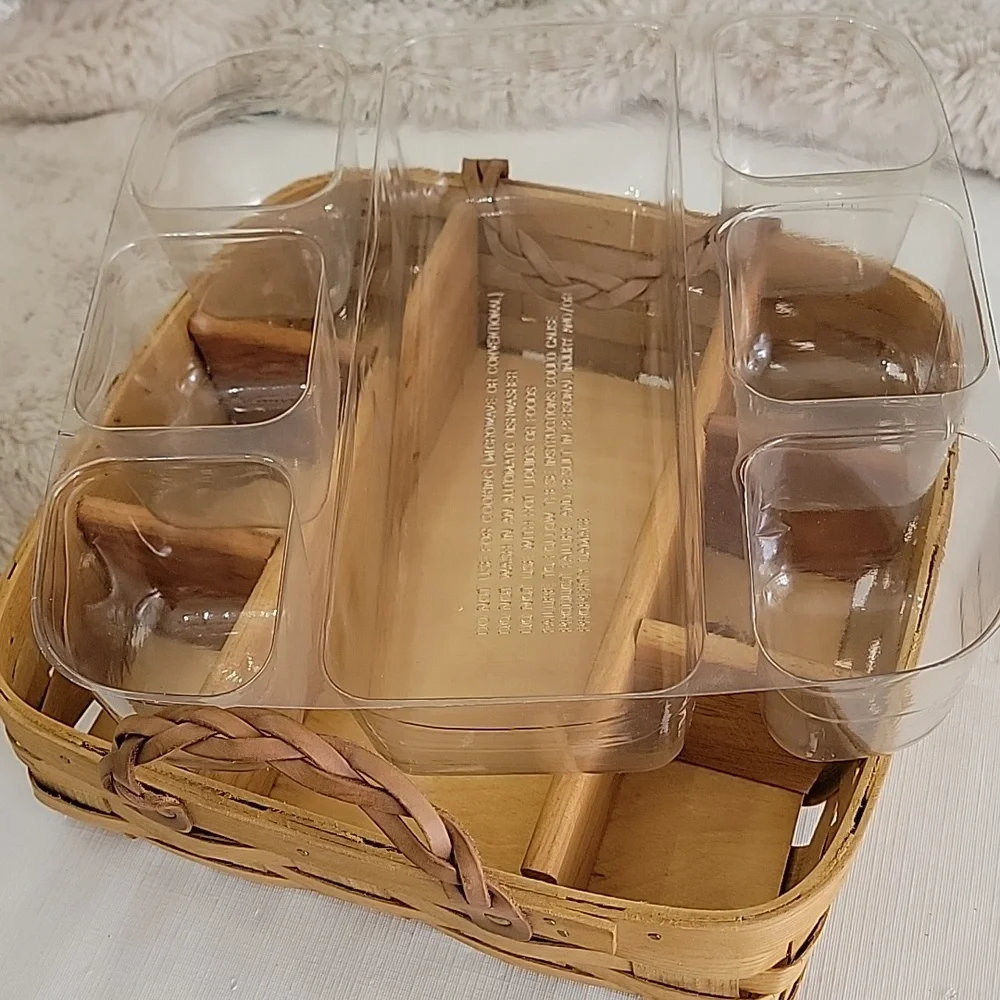 Vintage Peterboro Basket Co. Divided Picnic Charcuterie Organizer
